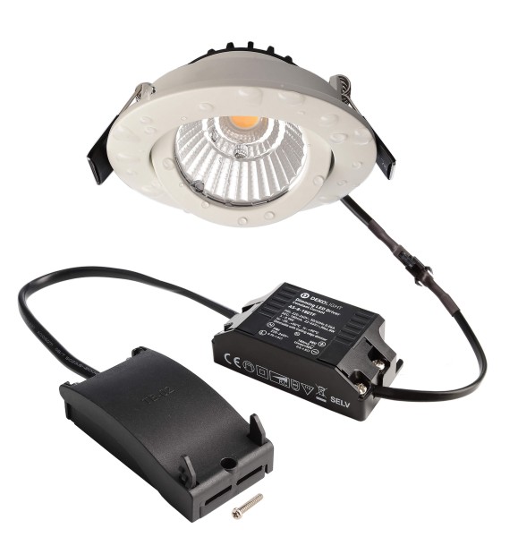 Deko-Light Deckeneinbauleuchte, Dione IP, 8,5 W, DIM, 3000 K, Weiß, Aluminium, Weiß, 36°, 8W