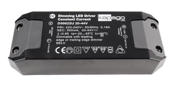 Deko-Light Netzgerät, BASIC, D50022U, Kunststoff, Schwarz, 22W, 20-44V, 500mA, 127x44mm