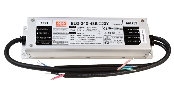 Meanwell Netzgerät, DIM, CV, ELG-240-48B, Aluminium, Silber, 240W, 48V, 244x71mm