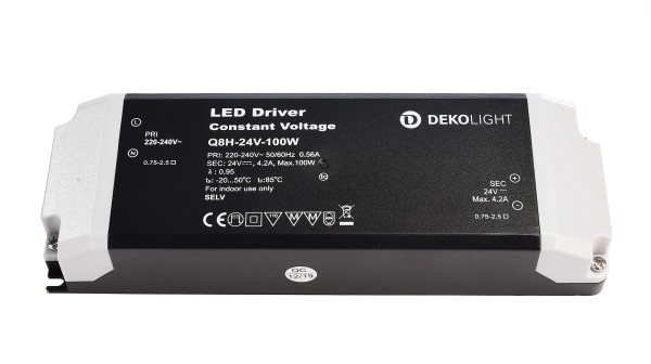 Deko-Light Netzgerät, BASIC, CV, Q8H-24-100W, Kunststoff, Schwarz, 100W, 24V, 184x61mm