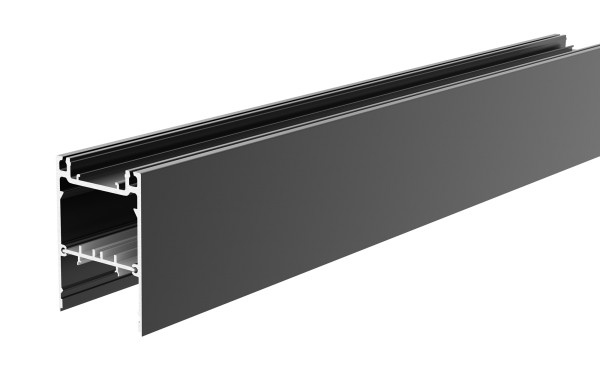 Deko-Light Profil, PLANO MS, 80 x 55mm, schwarz mit LED-Träger, 2m, Aluminium, Schwarz, 2000mm