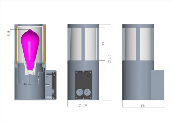 Deko-Light Wandaufbauleuchte, Facado II rund getönt, 1x max 20&nbsp,W, Grau, 20W, 230V, 144mm