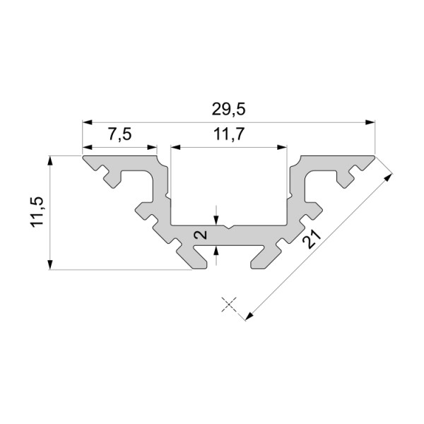 Reprofil, Eck-Profil AV-01-10 für LED Stripes bis 11,3 mm, Silber-matt, eloxiert, 2000 mm