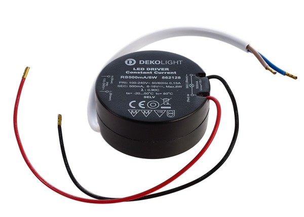 Deko-Light Netzgerät, ROUND, RS500mA/8W, Kunststoff, Schwarz, 8W, 6-16V, 500mA