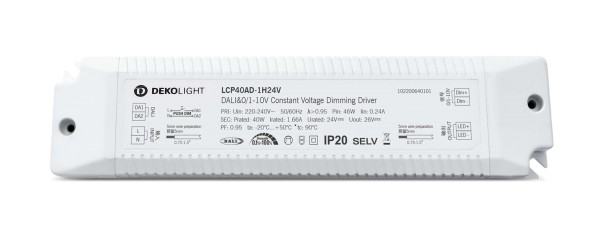 Deko-Light Netzgerät (CV, DC) dimmbar, BASIC, DIM, CV, LCP40AD-1H24V, Kunststoff, Weiß, 40W, 24V