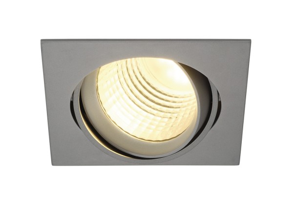 NEW TRIA DLMI, Einbauleuchte, LED, 3000K, eckig, silbergrau, 60°, schwenkbar, inkl. Clipfedern