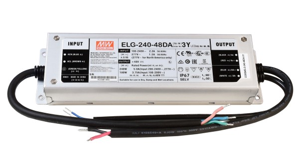 Meanwell Netzgerät, DIM, CV, ELG-240-48DA, Aluminium, Silber, 240W, 48V, 244x71mm