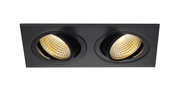 NEW TRIA 2 SET, Einbauleuchte, zweiflammig, LED, 2700K, rechteckig, schwarz matt, 38°, 15W