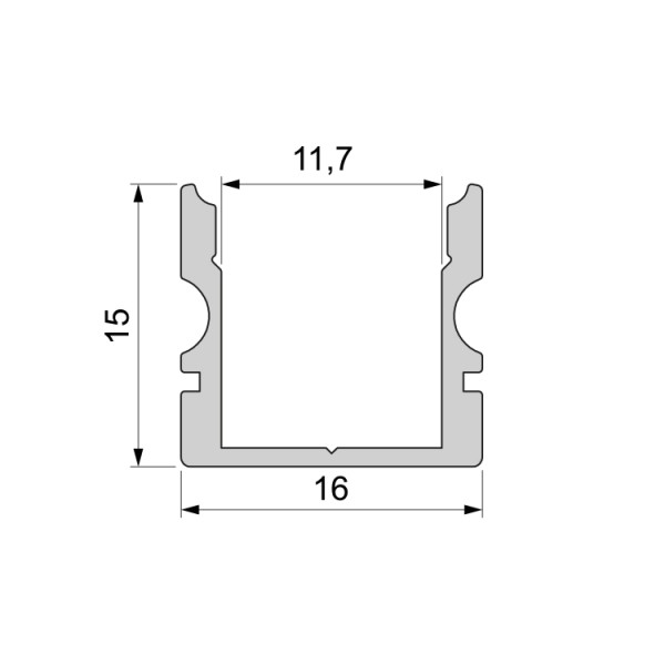 Reprofil, U-Profil hoch AU-02-10 für LED Stripes bis 11,3 mm, Silber-matt, eloxiert, 1000 mm