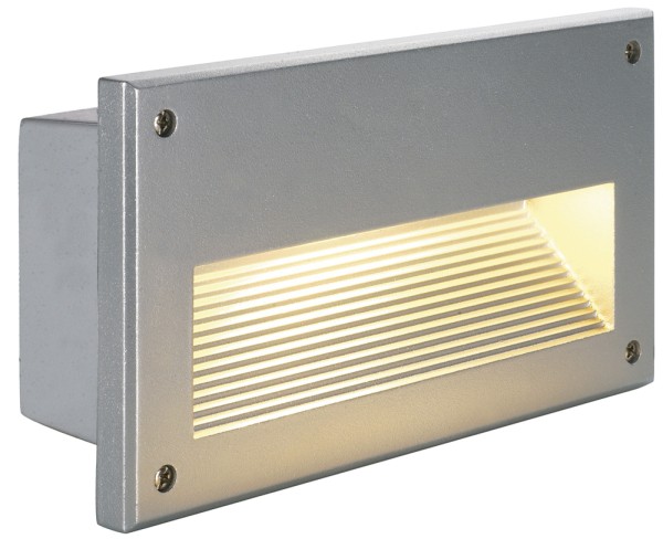 BRICK DOWNUNDER, Outdoor Wandeinbauleuchte, C35, IP44, silbergrau, max. 40W