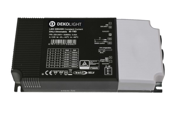 Deko-Light Netzgerät, BASIC, DIM, Multi CC, IE-75D, Kunststoff, Schwarz, 75W, 25-70V, 1050mA