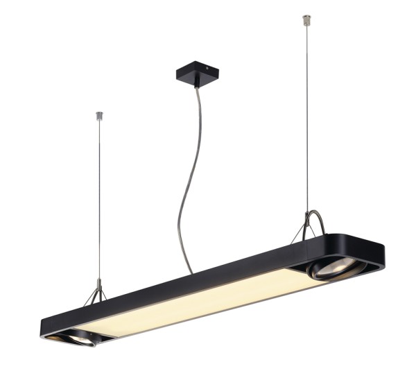 AIXLIGHT R2 OFFICE, Pendelleuchte, zweiflammig, QPAR111, LED, 4000K, rechteckig, schwarz, 1x22W