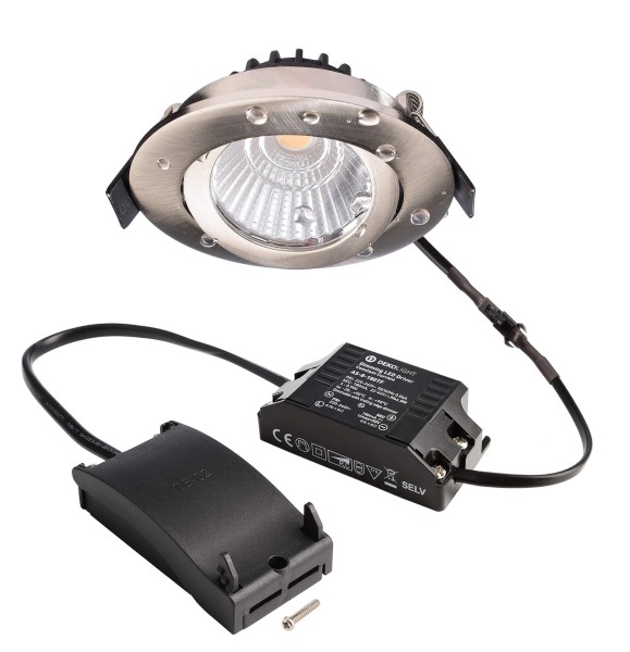 Deko-Light Deckeneinbauleuchte, Dione IP, 8,5 W, DIM, 2700 K, Nickel, Aluminium, Nickel Gebürstet