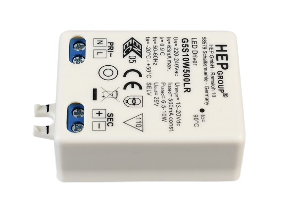 Deko-Light Netzgerät, CC, G5S10W500LR, Kunststoff, Weiß, 10W, 13-20V, 500mA, 58x39mm