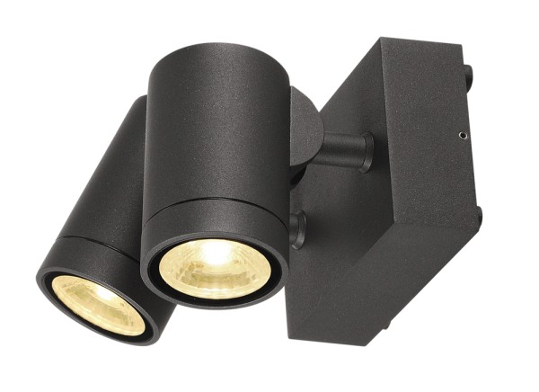 HELIA, Outdoor Wandleuchte, zweiflammig, LED, 3000K, IP55, anthrazit, schwenkbar, 2x8W