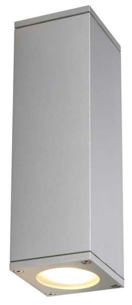 THEO, Outdoor Wandleuchte, QPAR51, IP44, eckig, up/down, silbergrau, max. 70W