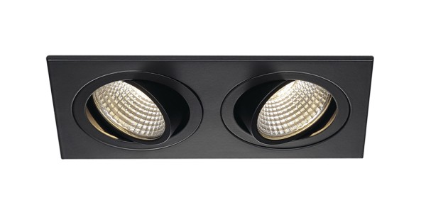 NEW TRIA 2 SET, Einbauleuchte, zweiflammig, LED, 3000K, rechteckig, schwarz matt, 38°, 15W