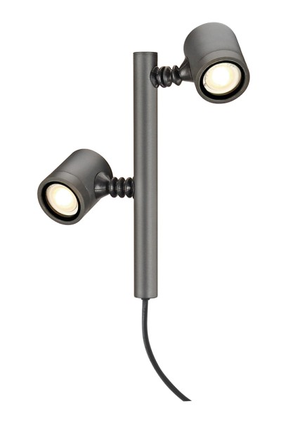 MYRA 2, Outdoor Spiessleuchte, zweiflammig, LED GU10 51 mm, IP44, anthrazit, 18W